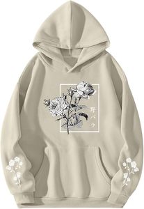 Sweat-shirt à capuche unisexe imprimé floral, coupe régulière, surdimensionné, en coton tricoté, décontracté, pour l'automne, avec poche, sweats à capuche personnalisés pour hommes - Product Image 4