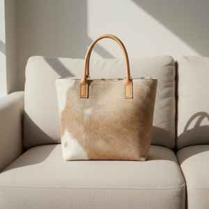 Sac fourre-tout en cuir véritable fait main pour femme, sac à main de luxe en fourrure de vachette, broderie haut de gamme, fermeture éclair, été automne LHTB-0077 - Product Image 6