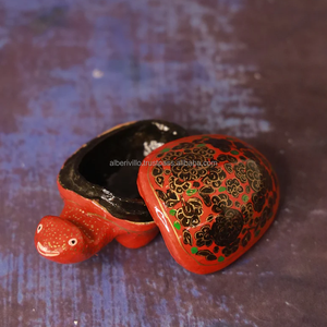 Boîte à bijoux en papier mâché en forme de tortue, conteneur de rangement en papier recyclé pour la décoration moderne de la maison, boîte en papier mâché - Product Image 1