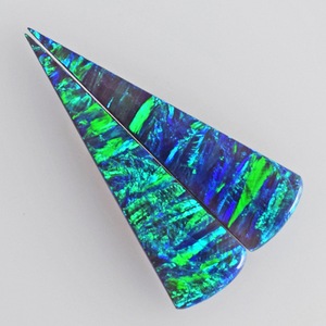 100% Natural Blue <b>Fire</b> Labradorite Trillion Cut <b>7</b> CTW Calibrated 40x11x2 MM Green Opal Pair Necklace Blue Flashy Wholesale Price - Product Image 3