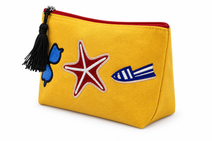 Yellow Embroidered Cotton Canvas Cosmetic <b>Pouch</b> 18x12x5cm Beach <b>Travel</b> Makeup Bag Custom Logo Wholesale OEM Reusable SNC98AS B2B - Product Image 2