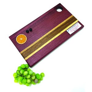 เขียงไม้ทำมือทรงสี่เหลี่ยมผืนผ้าสีม่วงลายเส้นทองสำหรับใช้ในครัว - Product Image 1