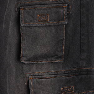 Pantalon cargo en jean décontracté pour homme, coupe ample, taille mi-haute, 100% coton, délavé, printemps/été, style utilitaire classique, marque privée disponible - Product Image 4