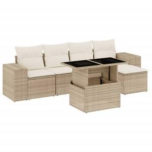 Set Divano da Giardino Modulare in Rattan PE Beige a 6 Pezzi - Collezione Arredamento da Giardino - Product Image 2