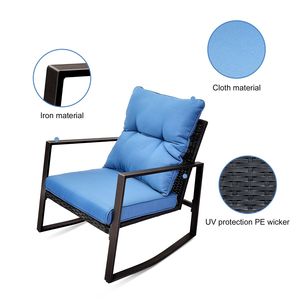 Set Bistrot da Esterno a 3 Pezzi con Cuscini Blu, Sedia a Dondolo per Giardino, Cortile e Bordo Piscina - Product Image 5