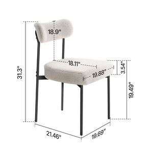 Set di 4 Sedie da Pranzo Mid-Century Modern in Bouclé, Sedie Laterali con Rivestimento in Sherpa, Salvaspazio per Tavolo da Pranzo - Product Image 5
