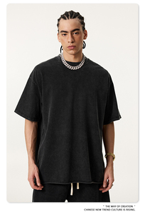 T-shirt Homme Personnalisé avec Logo, Col Rond, Imprimé Léopard, Tricoté, Grande Taille, Effet Délavé, Qualité Supérieure, Style Vintage et Vieilli, Vente en Gros - Product Image 3