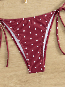 Swim Set 2-Piece Bikini Sexy Beachwear Sets <b>Top</b> Wide Straps Design Floral Print Swimsuit V Neck Back Self Tie Low Rise Bottom - Product Image 6