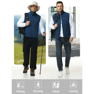 Latest Design Softshell Vests <b>Navy</b> Blue Color Zipper Up Casual Wear Stand Collar Breathable Windbreaker Softshell <b>Waistcoats</b> - Product Image 5