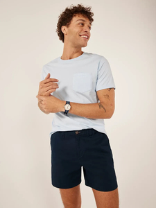 Shorts Bermuda en Coton Bleu Marine pour Homme, Couleur Unie, Style Décontracté, Taille Moyenne, Fermeture à Boutons avec Poches - Product Image 2