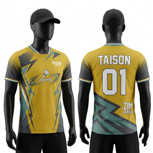 เสื้อแบดมินตันชาย 170 GSM ระบายอากาศได้ดี โพลีเอสเตอร์ สีเขียวมะกอก-ม่วง  แผงตัดต่อสีตัดกัน  โลโก้ทีมแบบซับลิเมชั่นสั่งทำพิเศษ - Product Image 4