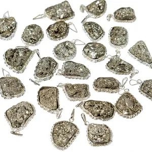 Collection de pendentifs féeriques en pyrite dorée scintillante, polie, énergie de guérison, pierres précieuses naturelles, accessoires de mode - Product Image 4