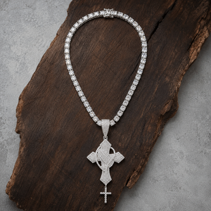 Custom Hip Hop Praying Hands Cross Pendant With Tennis <b>Chain</b> <b>Iced</b> <b>Out</b> Moissanite Silver Necklace Wholesale - Product Image 1