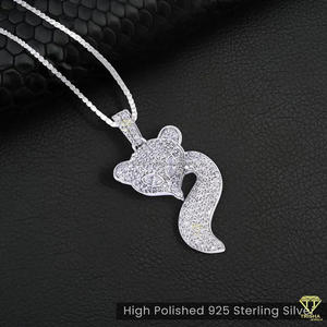 Iced Out Animal Face Pendant In 925 Sterling <b>Silver</b> With White Stone Hip Hop Necklace For Men - Product Image 3