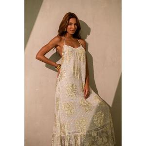 Vestido de playa con tirantes finos, espalda descubierta, cuello en V y volantes para mujer - Product Image 3