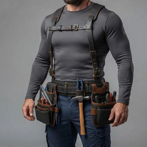 Sacs de rangement pour outils d'électricien en cuir de vachette de qualité supérieure, supports sécurisés, boucle en alliage durable, ceinture réglable, imperméable et respirant - Product Image 6