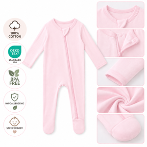 Newborn Bamboo <b>Pajamas</b> Zipper <b>Romper</b> Long Sleeve Baby Sleeper Breathable Zippy Clothing Wholesale OEM ODM Supplier - Product Image 2