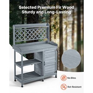 Tavolo da Giardinaggio per Esterni con Armadietto e Ripiani, 43 x 18, Postazione di Lavoro in Legno per Interni ed Esterni - Product Image 3