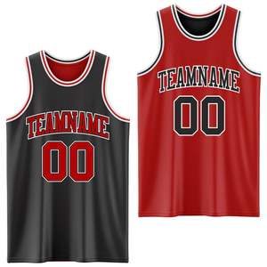 Camiseta de Baloncesto Personalizada Negra Roja Cualquier Color Unisex 100% Poliéster Antibacteriana de Secado Rápido que Absorbe la Humedad Sin Mangas - Product Image 4