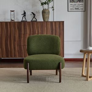 Poltrona Lounge Moderna in Bouclé da 25,5 Pollici con Struttura in Legno Massello, Rivestimento Morbido e Resistente per Soggiorno e Camera da Letto - Product Image 4