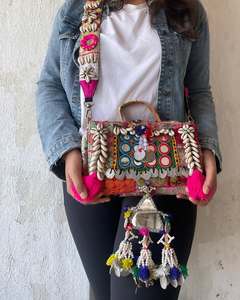 Indian Handmade Traditional Embroidered Handbag Women Vintage Banjara Tassel Shopping <b>Bag</b> Stylish Boho <b>Hippie</b> Seashell Tote <b>Bag</b> - Product Image 5