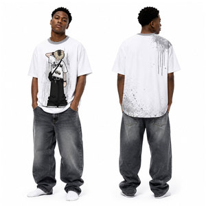 Bulk Streetwear Men's Oversized T-Shirt 3000g Heavy Cotton Vintage Formed Design Rustic Washed Anti-Uv Silk Screen Printing - Product Image 6