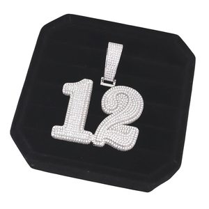 Pendentif personnalisé en moissanite avec numéro porte-bonheur, serti de pierres, pour homme et femme, en argent sterling 925, cadeau pour bijoux fins, pendentifs et breloques - Product Image 4
