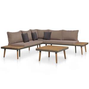 Ensemble de canapés en bois d'acacia massif, en acier et polyester, marron et gris, pour jardin, élégant et durable - Product Image 1