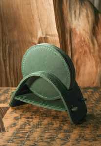 Double <b>Sided</b> Genuine Leather Coasters Waterproof Cup Pads for Dining <b>Table</b> Luxury Home Decor Accessories <b>Set</b> GLC-0013 - Product Image 2