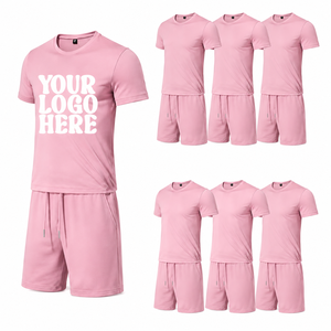Ensemble T-shirt et short pour homme avec logo personnalisé, 100% coton respirant, vente en gros, marque privée, tenue de sport décontractée d'été - Product Image 4