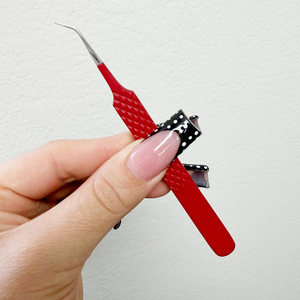 Pince à cils en acier inoxydable dégradé rouge, pince à bijoux pour ongles, pince à cils pour extensions en fibre - Product Image 1