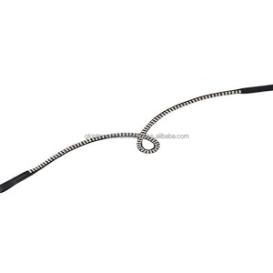 Wholesale Horse Accessories Black <b>Top</b> Quality Leather Horse Brow Band New Custom Design with 2 Row Silver clear <b>Crystals</b> Bling - Product Image 2