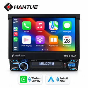 HANTUE 7" 1Din CarPlay Layar Elektrik Otomatis Retractable Pemutar Multimedia Mobil BT RDS AM FM MirrorLink MP5 Radio Kamera Belakang - Product Image 1