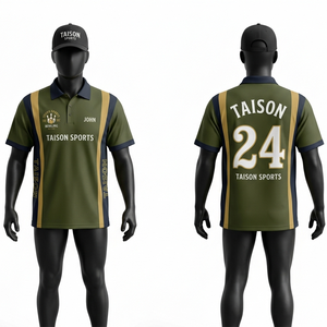 เสื้อโบว์ลิ่งผู้ชาย 180 GSM โพลีเอสเตอร์อินเตอร์ล็อค สีเขียวมะกอก กรมท่า ทอง  แบบสั่งทำพิเศษ พิมพ์ลายปักแบบซับลิเมชั่น - Product Image 1