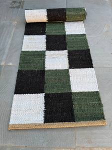 Tapis en chanvre abstrait fait main, écologique, lavable, moderne, à motifs géométriques, noir, tapis de prière, pour salon, chambre, maison - Product Image 5