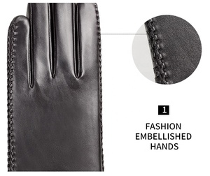 Gants de conduite longs en cuir de mouton véritable pour femme Wears World, style uni, utilisation quatre saisons, pour fêtes et activités de plein air, Pakistan - Product Image 2