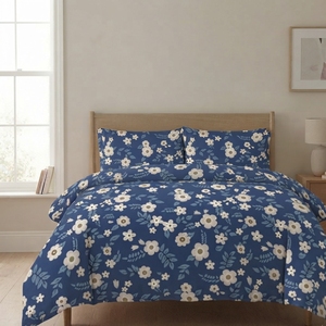 Drap plat classique imprimé floral 100% coton 150tc Grade A, lavable toute saison, Flora nordique - Product Image 2