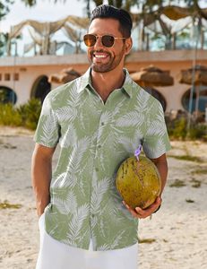 Premium Quality Summer Beach Shirts Men Breathable Hawaiian Printed Cotton Linen Casual <b>Button</b> <b>Up</b> <b>Short</b> <b>Sleeve</b> Vacation Shirt - Product Image 2