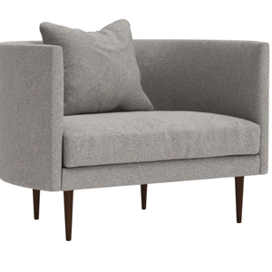 Sofá de Dos Plazas Swoon May, Color Gris Neutro, Tapicería de Madera Maciza, Patas Cuadradas Oscuras y Cónicas, Diseño Moderno para Sala de Estar u Hotel, Superventas - Product Image 1