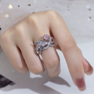 Women's Platinum <b>Cushion</b> Cut Fancy Pink Diamond Engagement <b>Ring</b> With Diamond Halo Luxury Style - Product Image 6