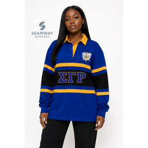 Camiseta de rugby extragrande para mujer Sigma Gamma Rho, de manga larga, con cuello polo, bordado con letras griegas, estilo universitario. - Product Image 5