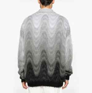 Suéter de punto para hombre con cuello en contraste degradado y diseño de camisa moderno - Product Image 3