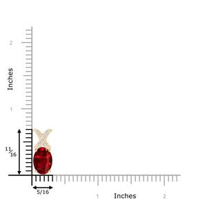 Pendentif unisexe en or massif 14 carats avec rubis rouge naturel taille ovale et diamants incrustés en forme de X, bijou fin, pierre de naissance, pendentif de luxe fait main - Product Image 2