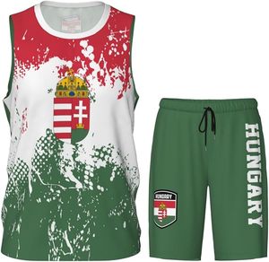 Uniforme de Baloncesto con Diseño de la Bandera de Hungría (2 Piezas) para Hombres Adultos, Conjunto Deportivo de Entrenamiento - Product Image 3