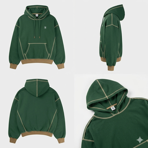 Sweat-shirt à capuche pour homme en coton 100 %, doublure thermique, coupe-vent, respirant, tricoté, avec poche, vêtement décontracté, OEM - Product Image 3