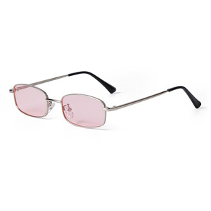9553 New Fashion Luxury <b>Pink</b> Lens Small Rectangle Metal <b>Frame</b> Women Men Lentes De Sol Designer Custom Vintage Sunglasses 2025 - Product Image 1