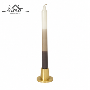 Brass Gold Conical <b>Taper</b> <b>Candle</b> Holder With Round Base Cream Beige Brown Ombre <b>Candle</b> Modern Decorative Decor Accent - Product Image 1