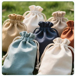Linen <b>Drawstring</b> Bags Plain Dyed Eco Friendly Woven Craft Storage Pouches Multiple Colors Natural Fabric Gift Packaging - Product Image 4