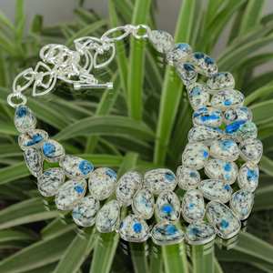 Collier artisanal en jaspe K2, chaîne argentée réglable, bijoux en pierres précieuses naturelles, cadeau pour femmes et hommes, design unique - Product Image 2