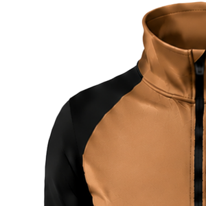 Camiseta Deportiva de Manga Larga con Cierre de Cremallera, Color Camel, Marrón y Negro, para Mujer, con Orificios para los Pulgares, Corte Ajustado, para Correr, Gimnasio, Fitness y Deportes - Product Image 3